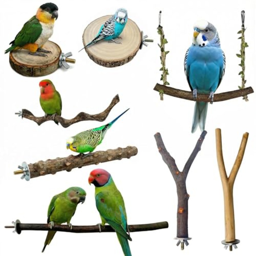8PCS natural wood bird perches - Health & Wellness Expo incelemesi ve fiyatı