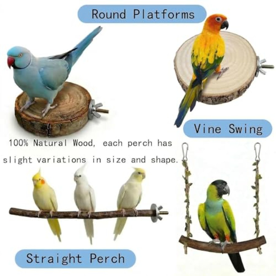 8PCS natural wood bird perches - Health & Wellness Expo incelemesi ve fiyatı