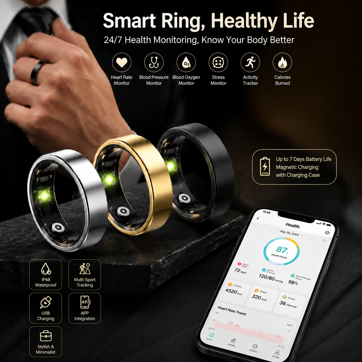 2026 New Smart Ring Men Women, - Blood Oxygen Monitor incelemesi ve fiyatı
